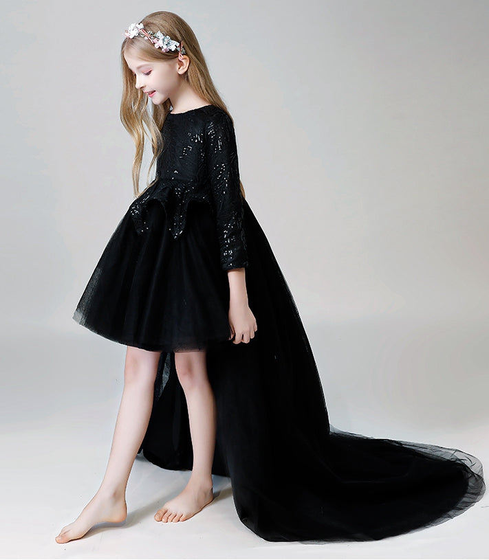 Long sleeve full length black clearance dress