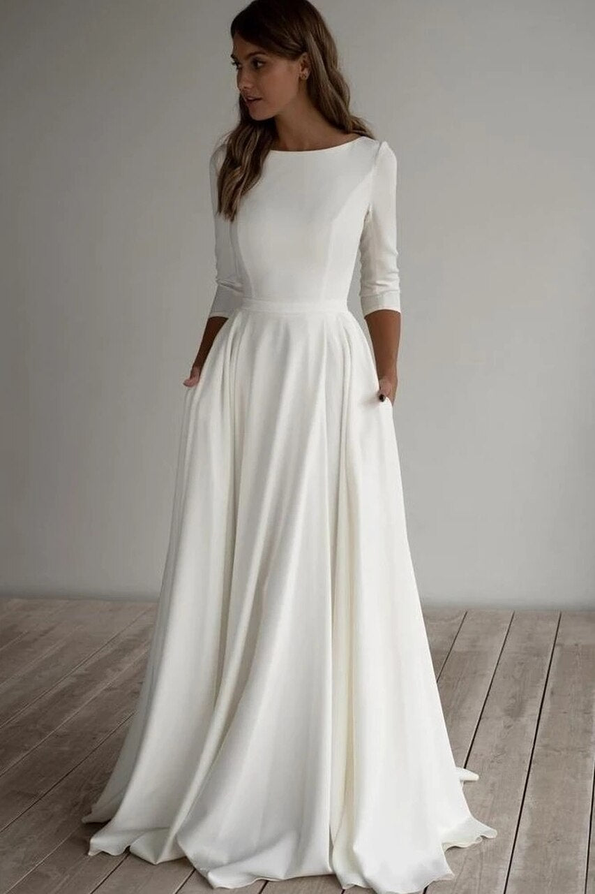 Simple long dress hot sale with sleeves