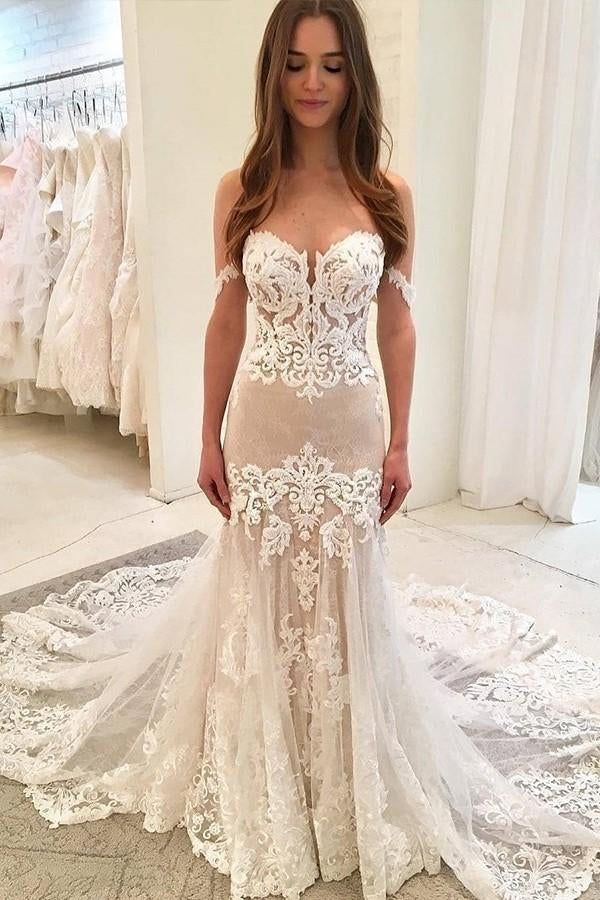 Mermaid Lace Sweetheart Wedding Dress for Petite Brides BWD054