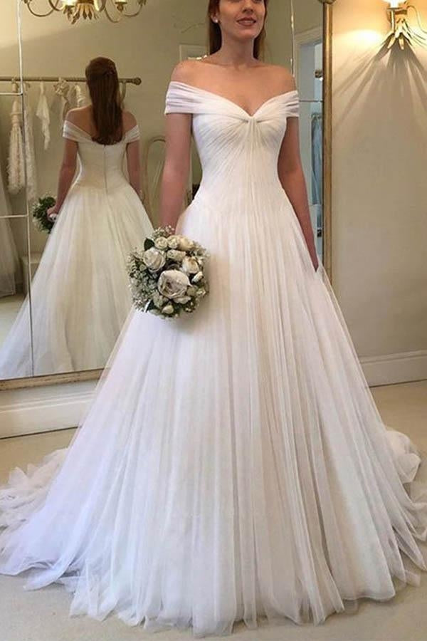 Off the shoulder a deals line wedding dress