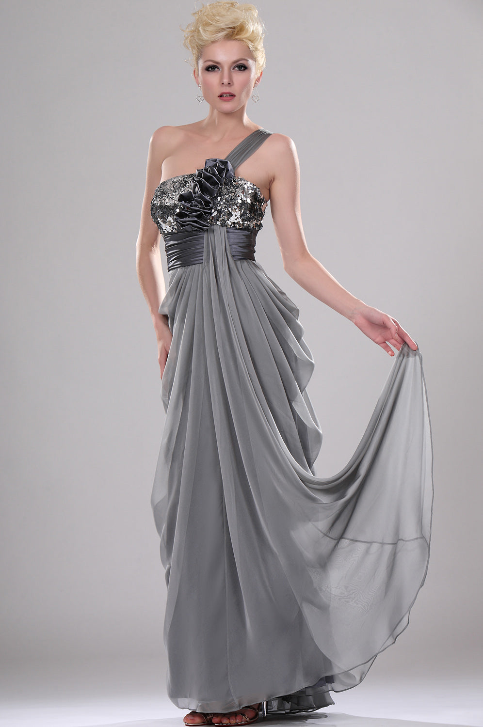 Silver on sale evening dress