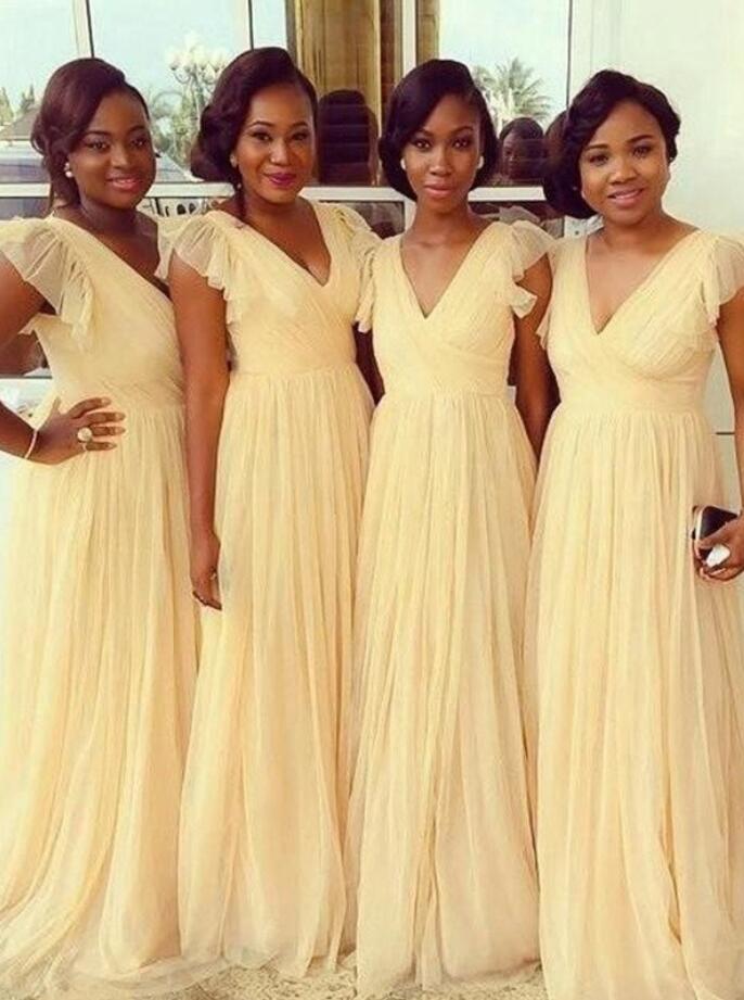 lemon yellow bridesmaid dresses