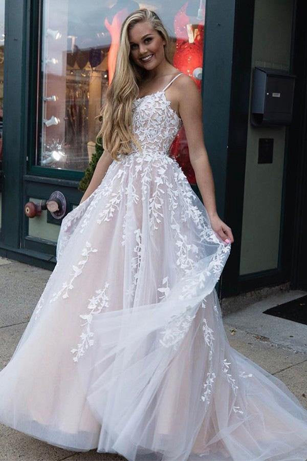 Spaghetti strap store prom dresses