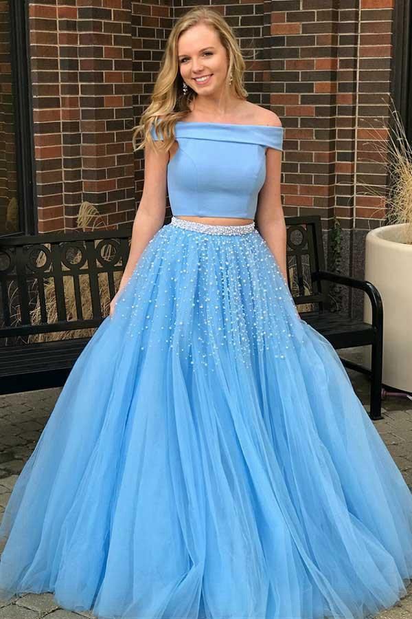 Strapless two piece 2025 prom dress