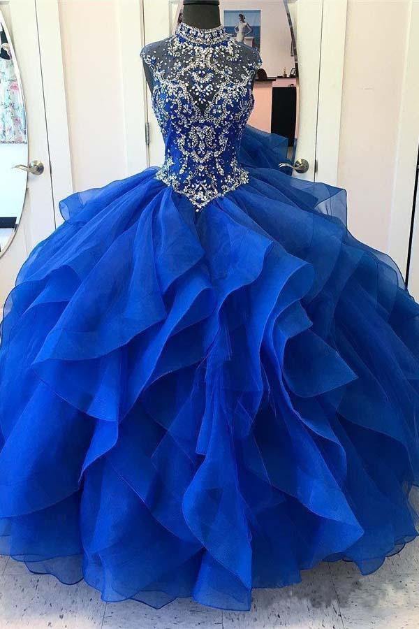 Royal blue and gold ball cheap gowns