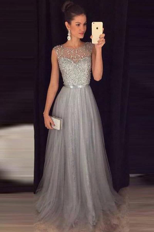 Grey best sale prom dress