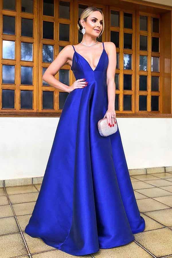 Royal blue 2024 satin gown