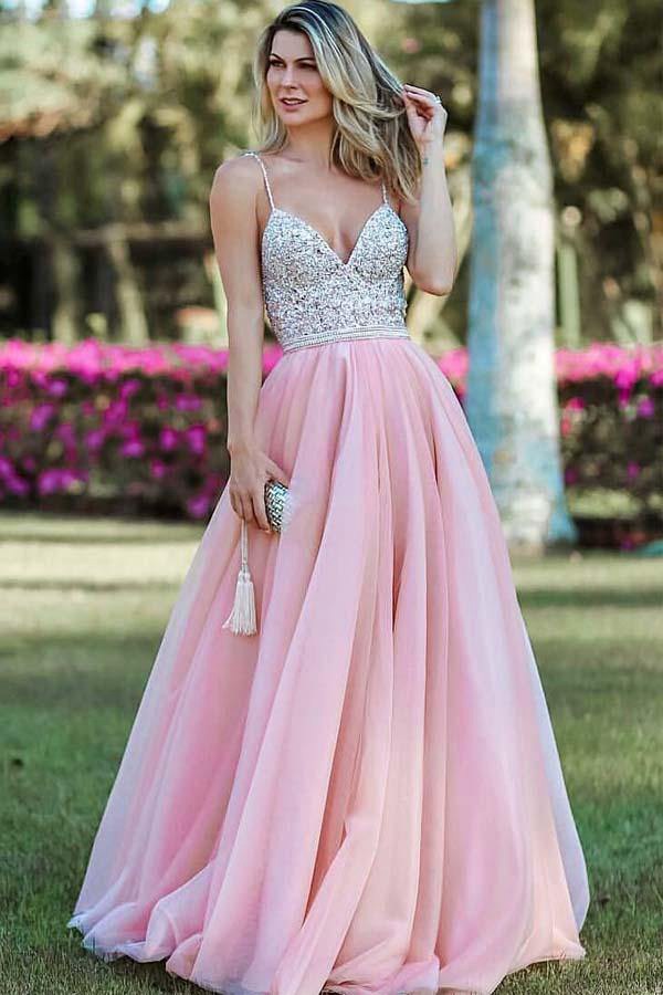 Long pale pink outlet dress