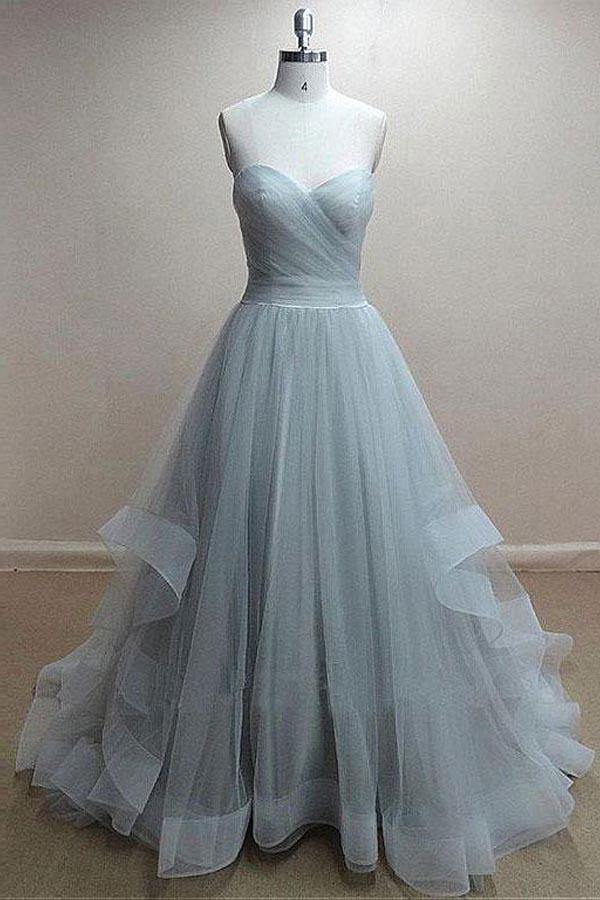 Princess Sweetheart Blue gray Long Prom Evening Dress JTA9591