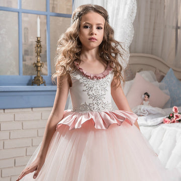 Ball Gown Sleeveless Kids Prom Dress for Girls With Beading CH0128