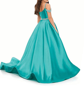 Kids Red Satin Princess Prom Dress CHK225