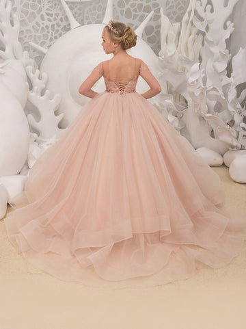 Kids Nude Pink Princess Prom Dress CHK226