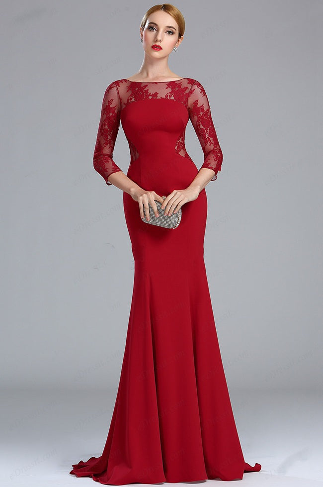 Long sleeve outlet red bridesmaid dresses