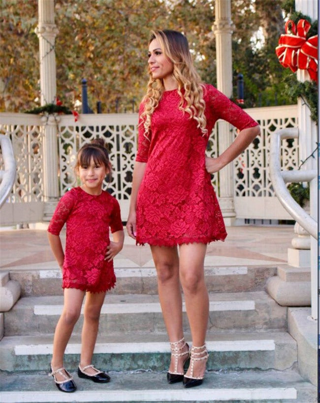 Matching a red dress sale