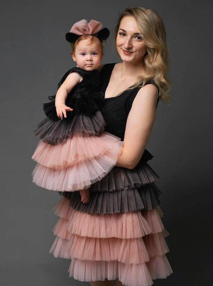 Layered Mommy-Daughter Matching Formal Dress MGD167