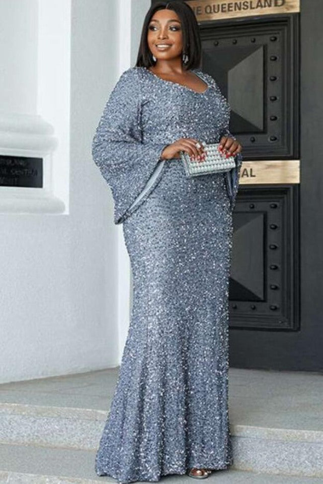 Royal blue and shop silver plus size dresses