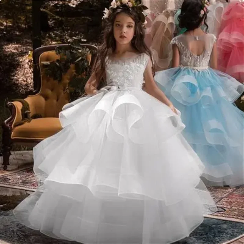 Ball Gown Princess Lace Tulle Kiddie Girl Party Gowns TXH121