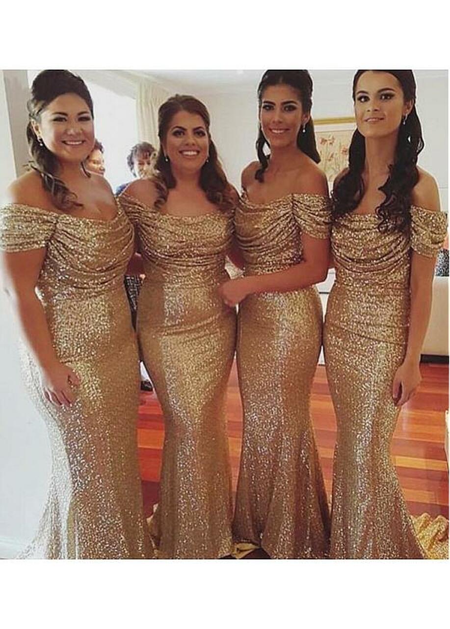 Rose gold sequin 2024 one shoulder bridesmaid dress