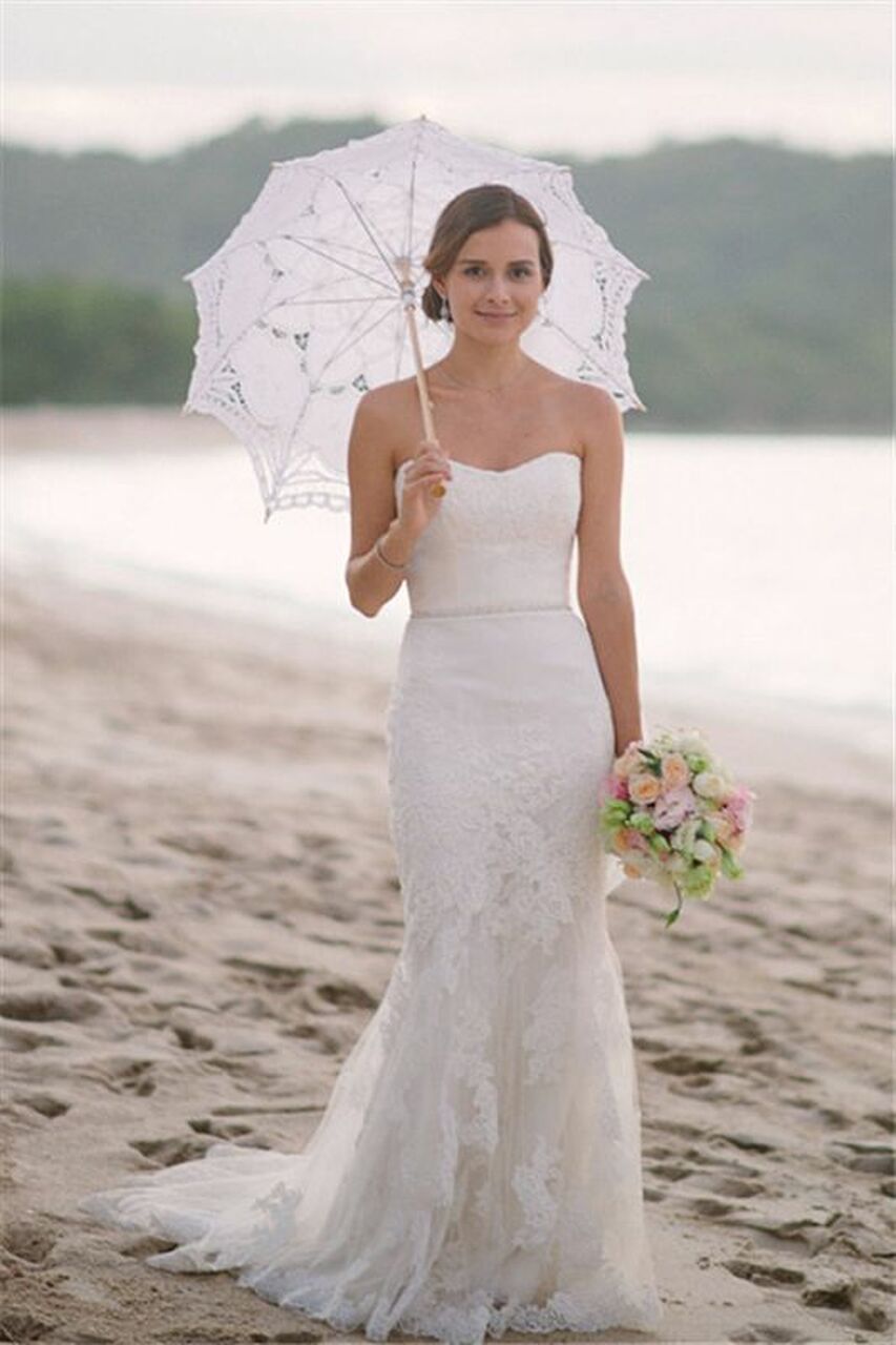 Strapless beach wedding clearance dress