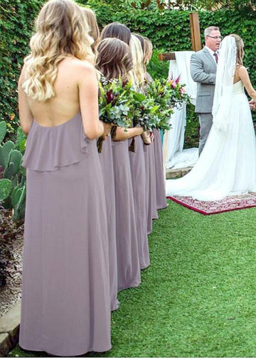 Simple Gray Halter Country Bridesmaid Dress GBD078