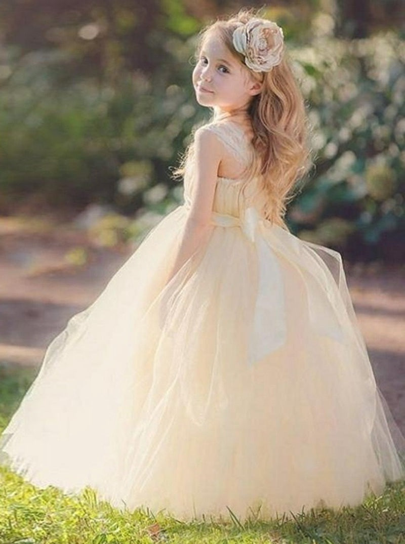 Champagne colored cheap little girl dresses