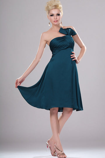 Ink Blue Organza A-line Strapless Short/Mini Bridesmaid Dress(UKBD03-404)