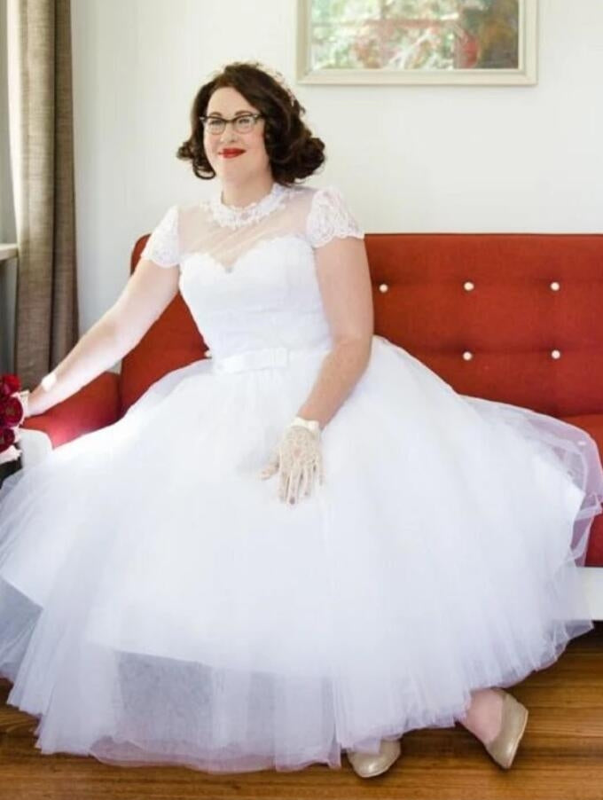 50s style plus store size wedding dresses