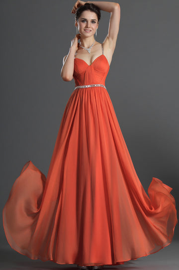 A-Line Orange Chiffon Sweetheart With Beading Bridesmaid Dress(UKBD03-486)