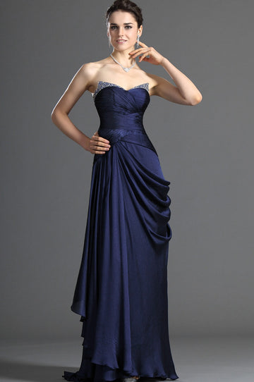 A-Line Navy Blue Beading Bridesmaid Dress(UKBD03-487)