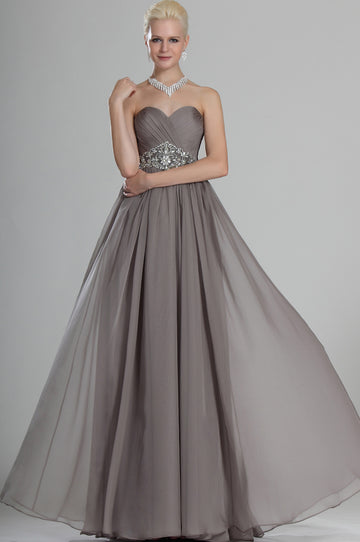 A-Line Dark Gray Chiffon Sweetheart With Beading Bridesmaid Dress(UKBD03-494)