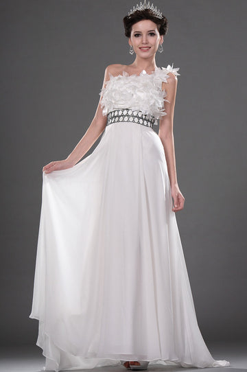 Ivory Chiffon One Shoulder With Beading Bridesmaid Dress(UKBD03-524)