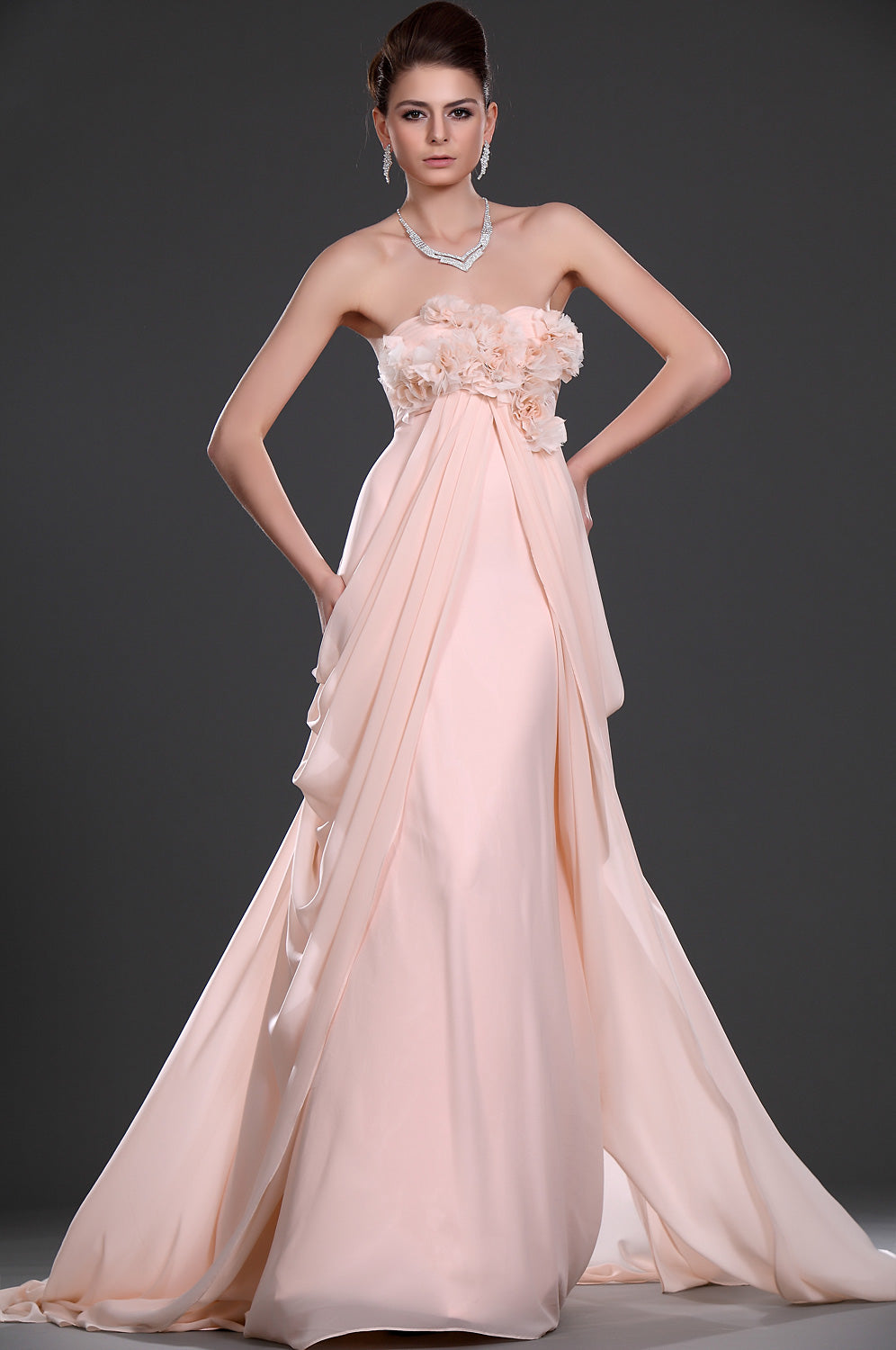 A-Line Pink Chiffon Strapless With Draping Bridesmaid Dress(UKBD03-529)