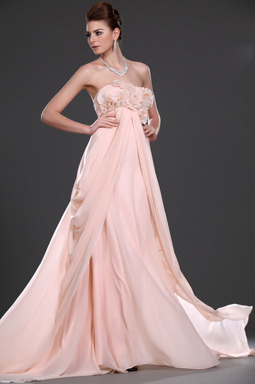 A-Line Pink Chiffon Strapless With Draping Bridesmaid Dress(UKBD03-529)