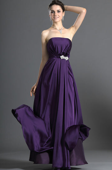 A-Line Regency Chiffon Strapless With Draping Bridesmaid Dress(UKBD03-533)