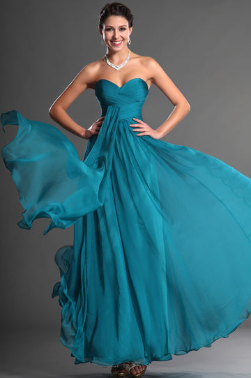 A-Line Ink Blue Chiffon Sweetheart With Draping Bridesmaid Dress(UKBD03-544)