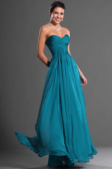 A-Line Ink Blue Chiffon Sweetheart With Draping Bridesmaid Dress(UKBD03-544)