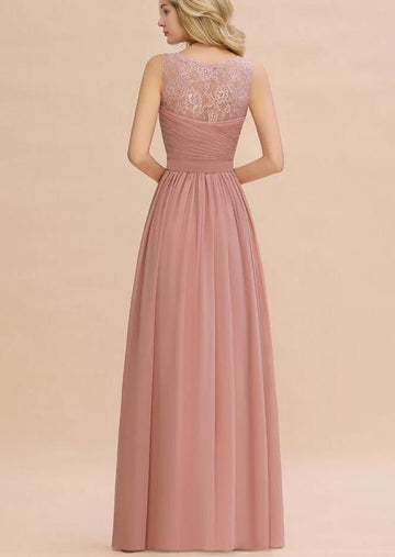 CBD015 Chiffon Dust Rose V Neck Bridesmaid Dress