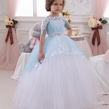 Ball Gown Half Sleeve Kids Flower Girl Dress for Girls BDCH0101