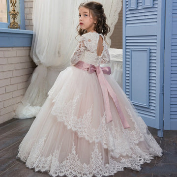 Ball Gown Long Sleeve Kids Flower Girl Dress for Girls BDCH0102