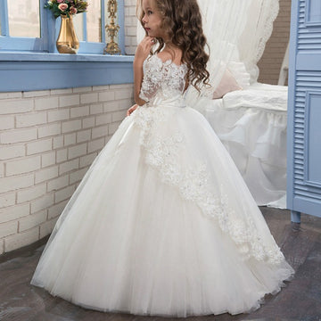 Elegant Ball Gown Half Sleeve Kids Flower Girl Dress for Girls BDCH0104