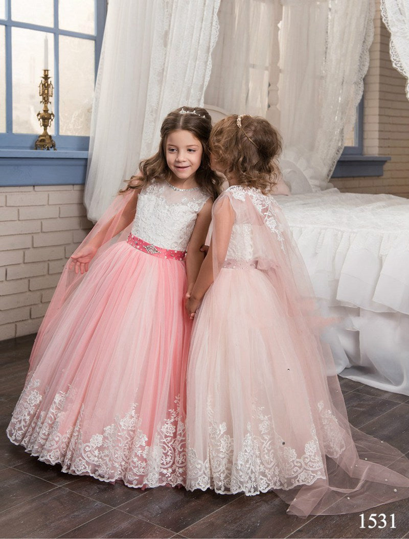 Pink Lace Tulle Toddler Girl Prom Dress CHK154