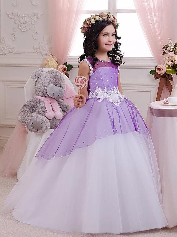 Short Sleeve Floor-length Ball Gown Children's Prom Dress(FGD272)