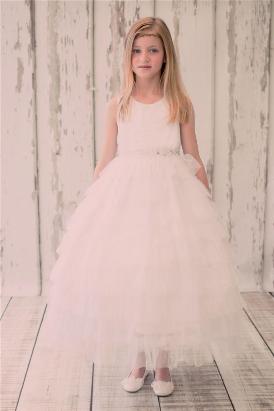 Ivory Tulle Ankle-length Princess Children's Prom Dress(FGD278)