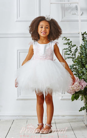 Blushing Pink Tulle Mini Princess Children's Prom Dress (FGD320)