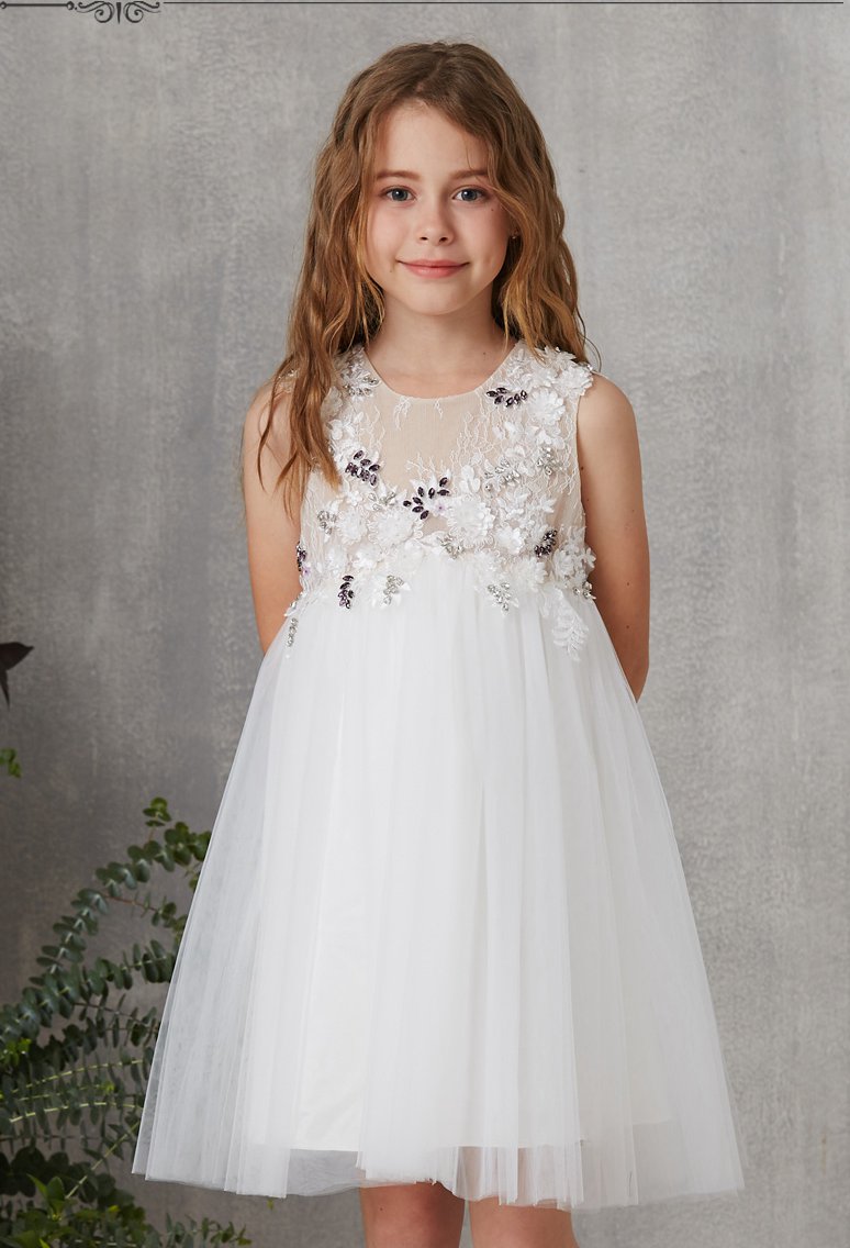 Ivory Tulle Short Children's Prom Dress (FGD328)