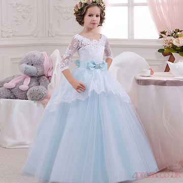 Princess Half Sleeve Kids Flower Girl Dress With Bows BDCH0127