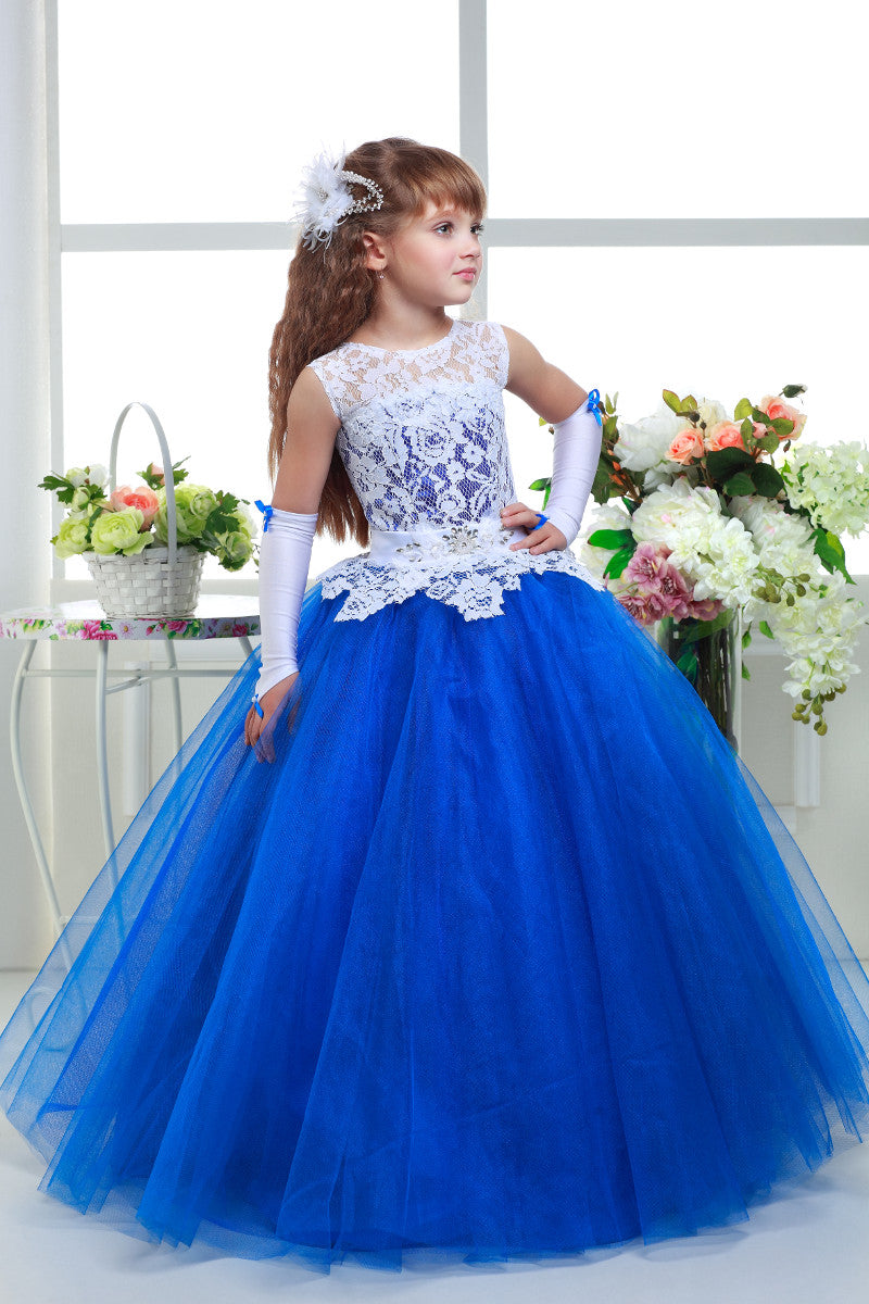 Royal blue and clearance white flower girl dresses