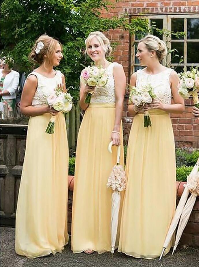 Light yellow shop bridesmaid dresses