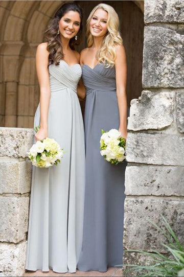 GBD167 Simple A Line Chiffon Sweetheart Bridesmaid Dress