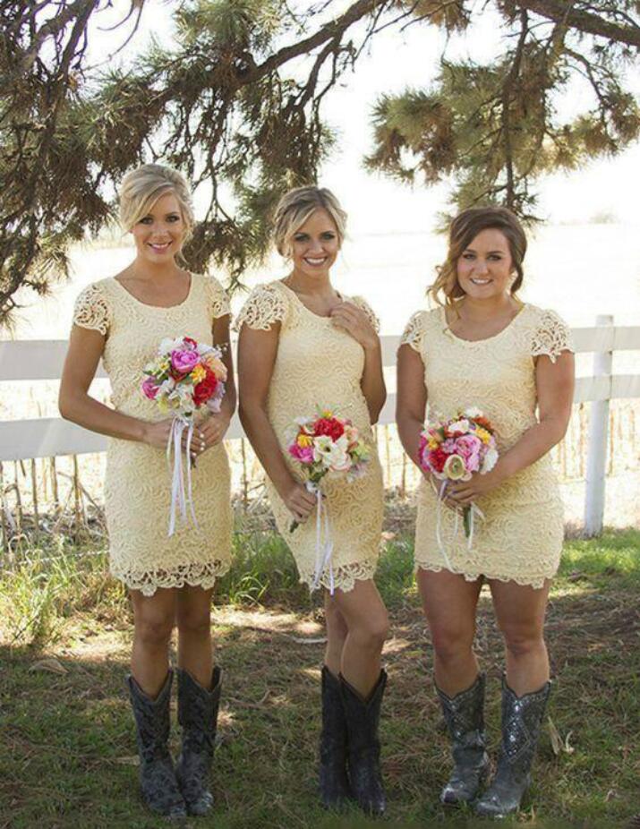 Country Bridesmaid Dresses with Boots